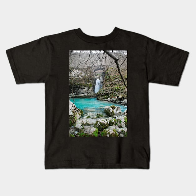 Waterfall on Kozjak River Kids T-Shirt by jojobob